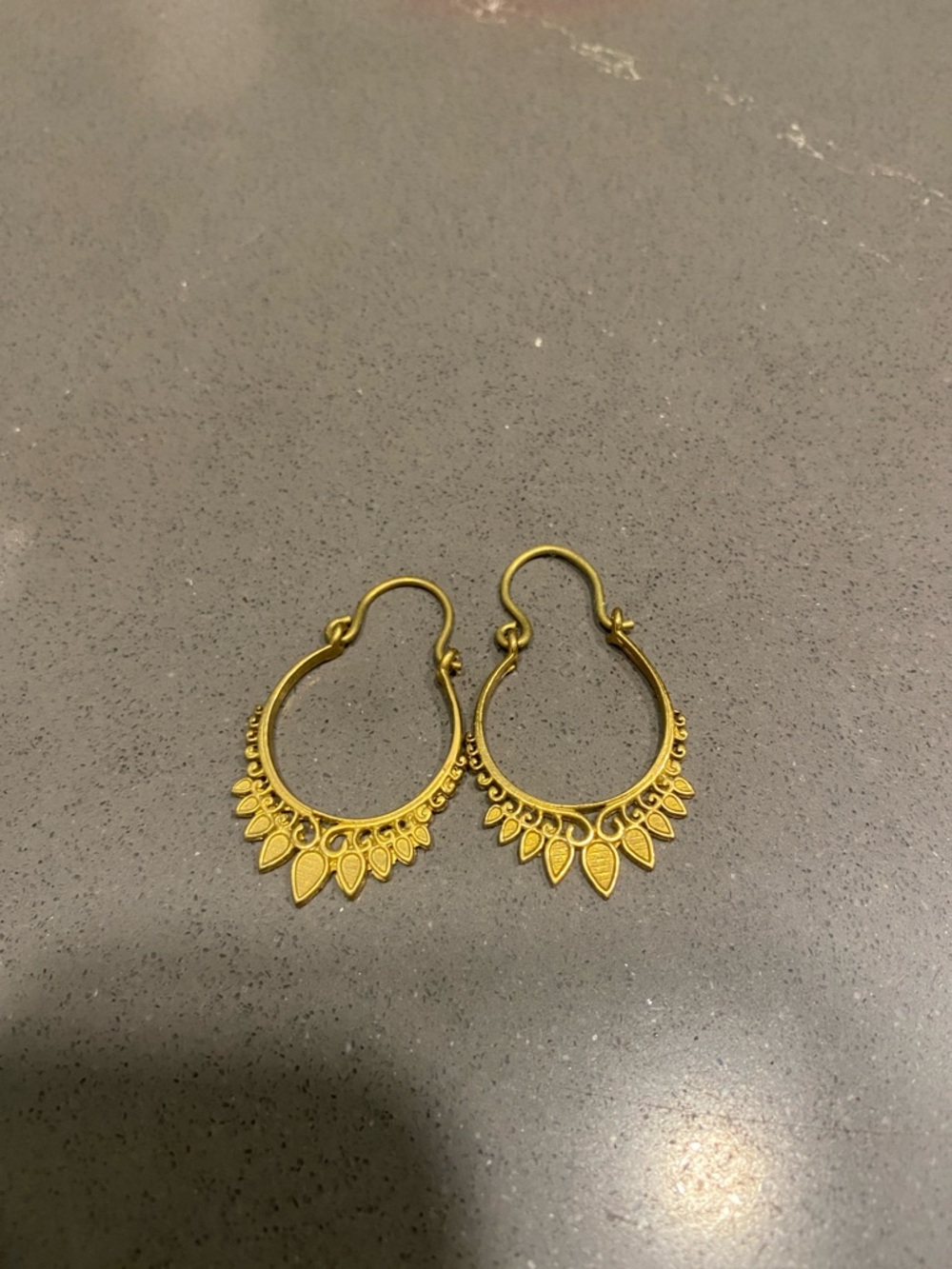 Gold Teardrop Filigree Hoop Earrings - Women Jewelry